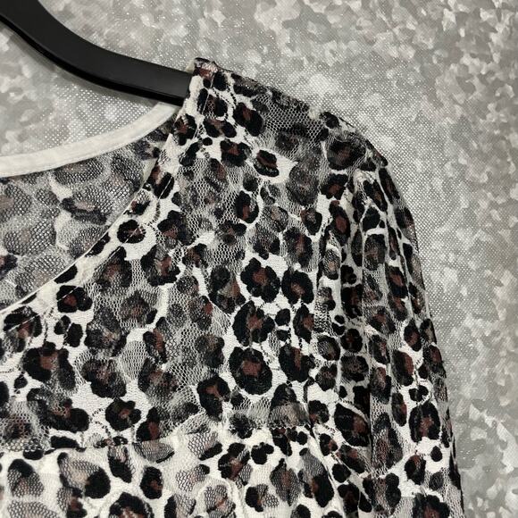 Bongo Junior's Leopard Print Sheer Overlay Crop Top - Size XL - Y2K Style Animal - Picture 2 of 6